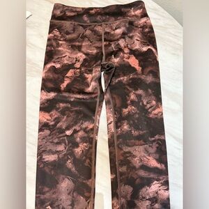 Athleta Girl brown tan tie dye leggings 14